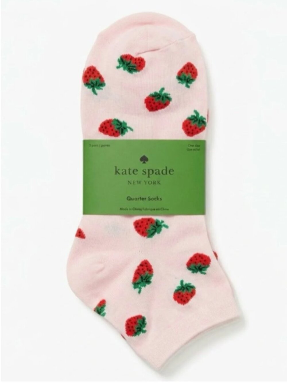 Kate Spade Strawberry Quarter Socks Set of 3 - NWT